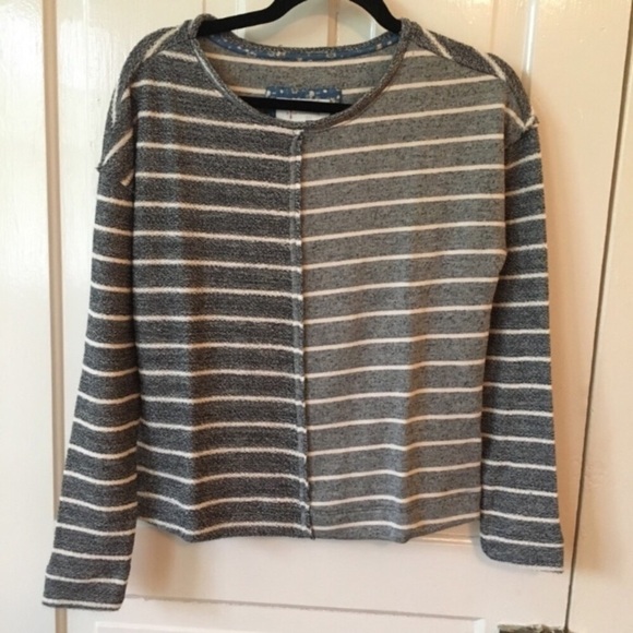 NWT Anthropologie Textured Sweatshirt Striped - Picture 2 of 8